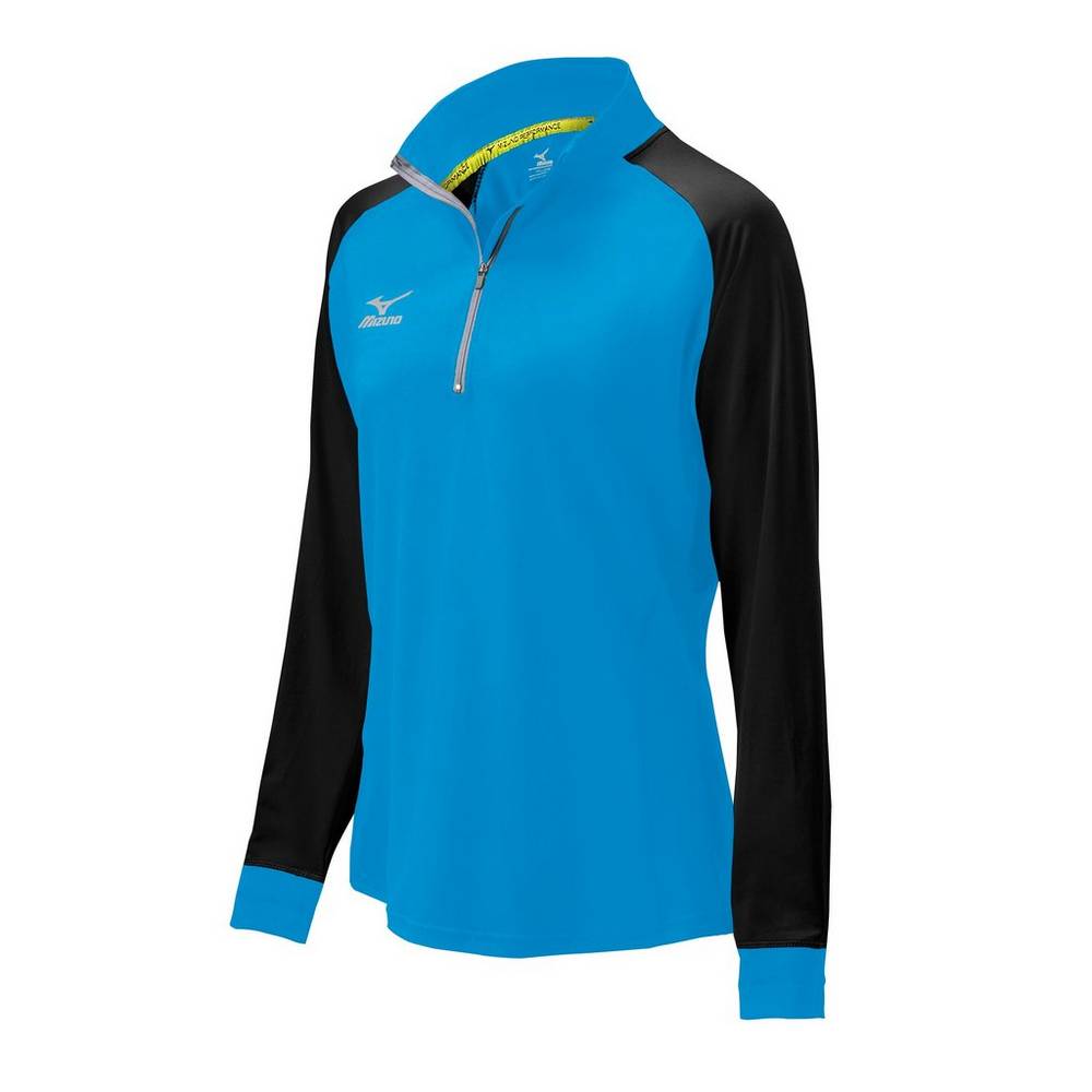 Mizuno Elite 9 Prime 1/2 Zip - Bayan Mont - Mavi/Siyah Türkiye (WTSCKP-309)